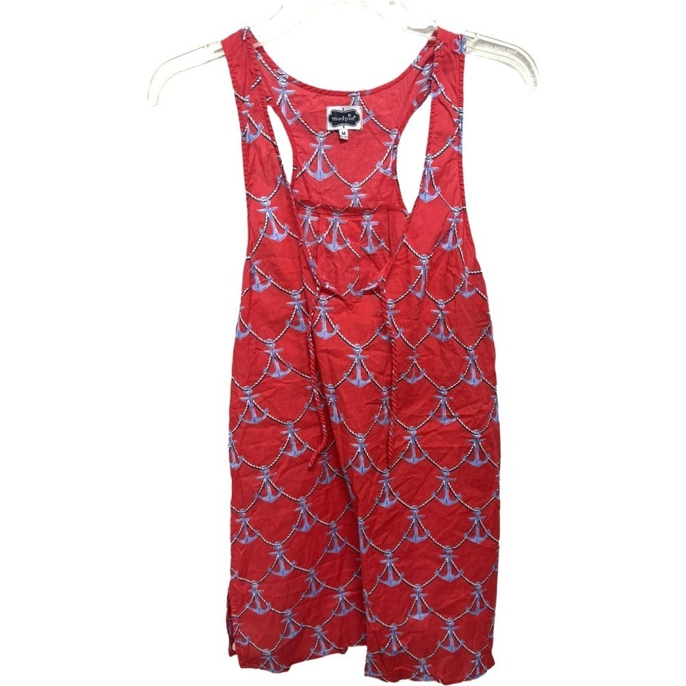 Mud Pie Red Anchor 100% Cotton Beach Swim Pool Coverup Size Medium Tank Dress